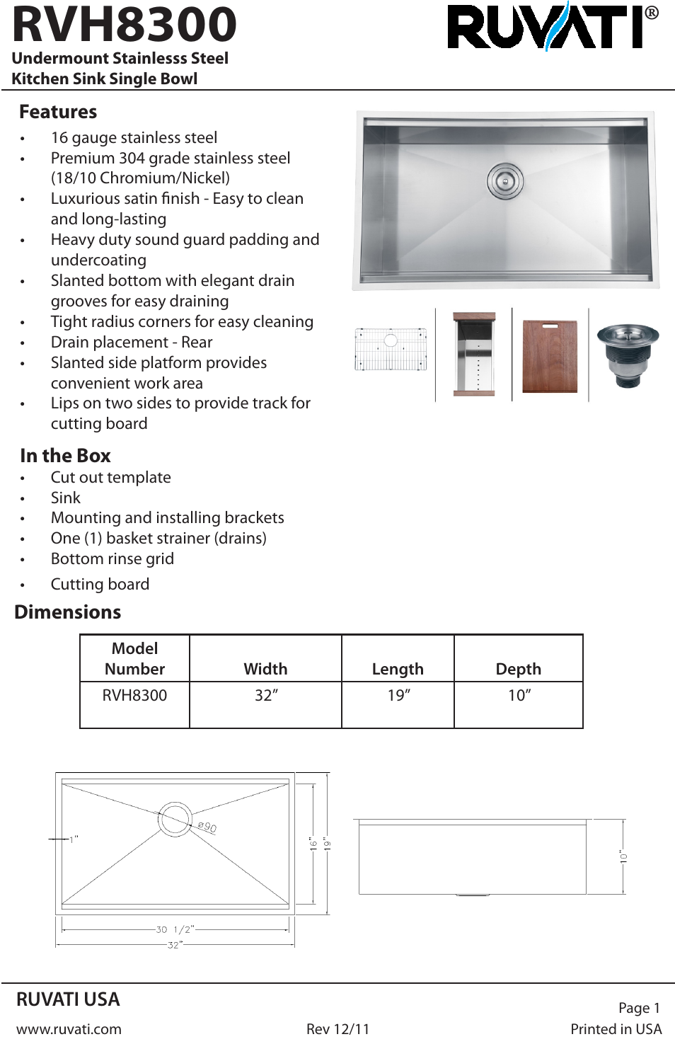 Ruvati RVH8300 User Manual | 4 pages