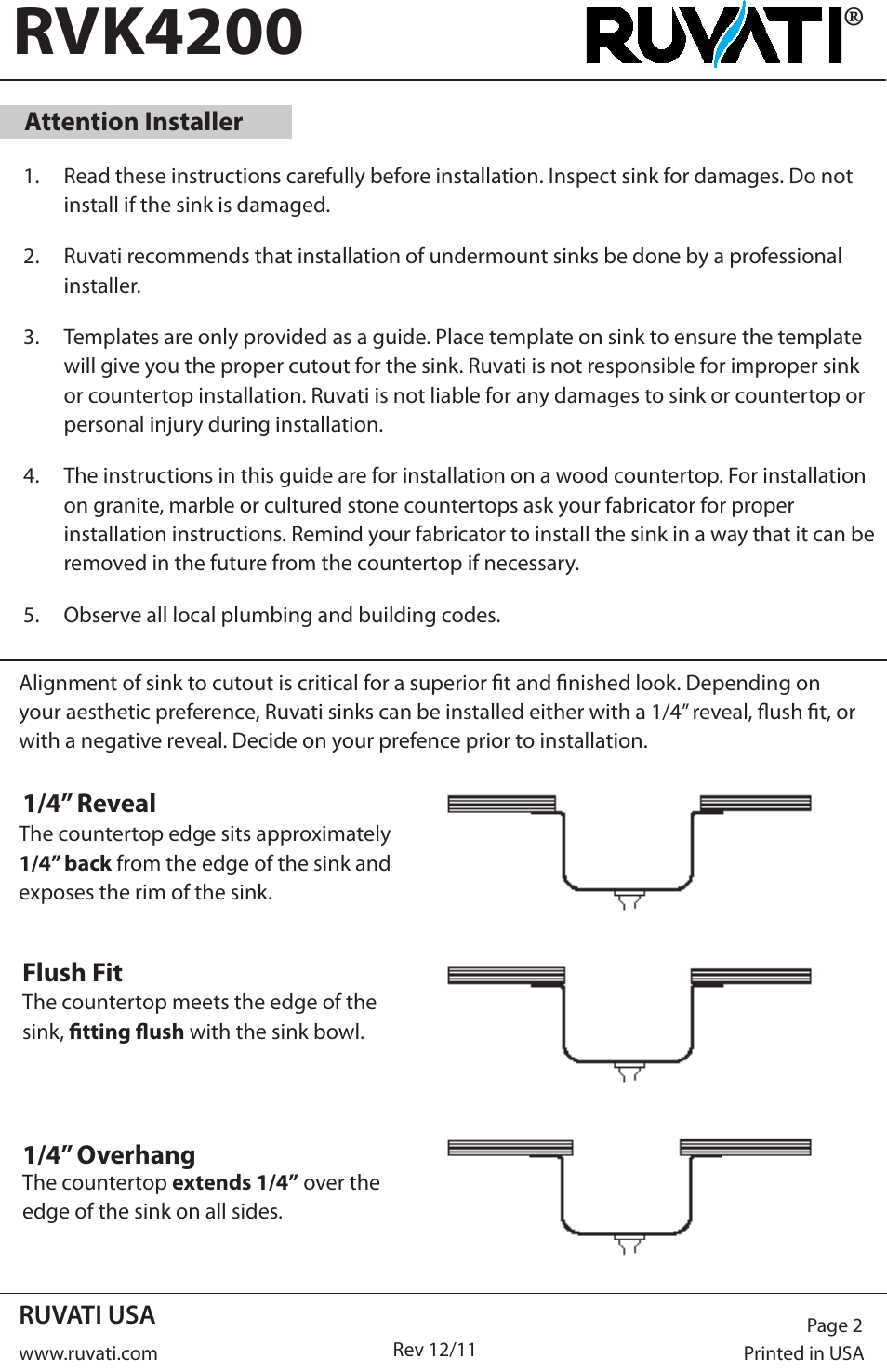 Rvk4200 | Ruvati RVK4200 User Manual | Page 2 / 4
