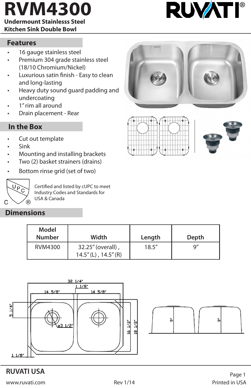 Ruvati RVM4300 User Manual | 4 pages