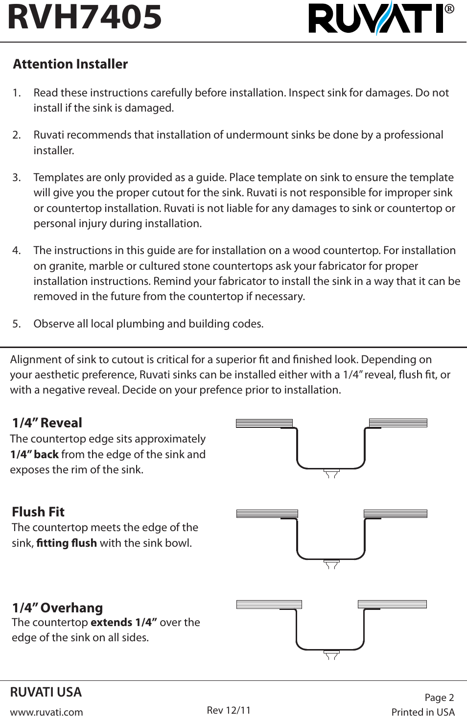 Rvh7405 | Ruvati RVH7405 User Manual | Page 2 / 4