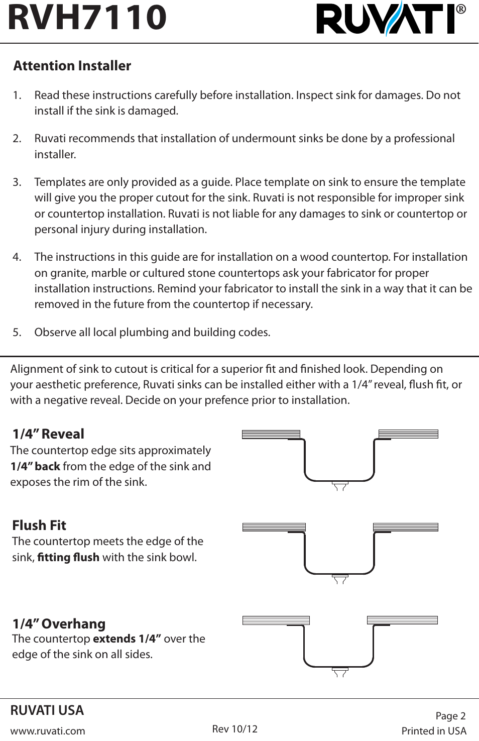 Rvh7110 | Ruvati RVH7110 User Manual | Page 2 / 4