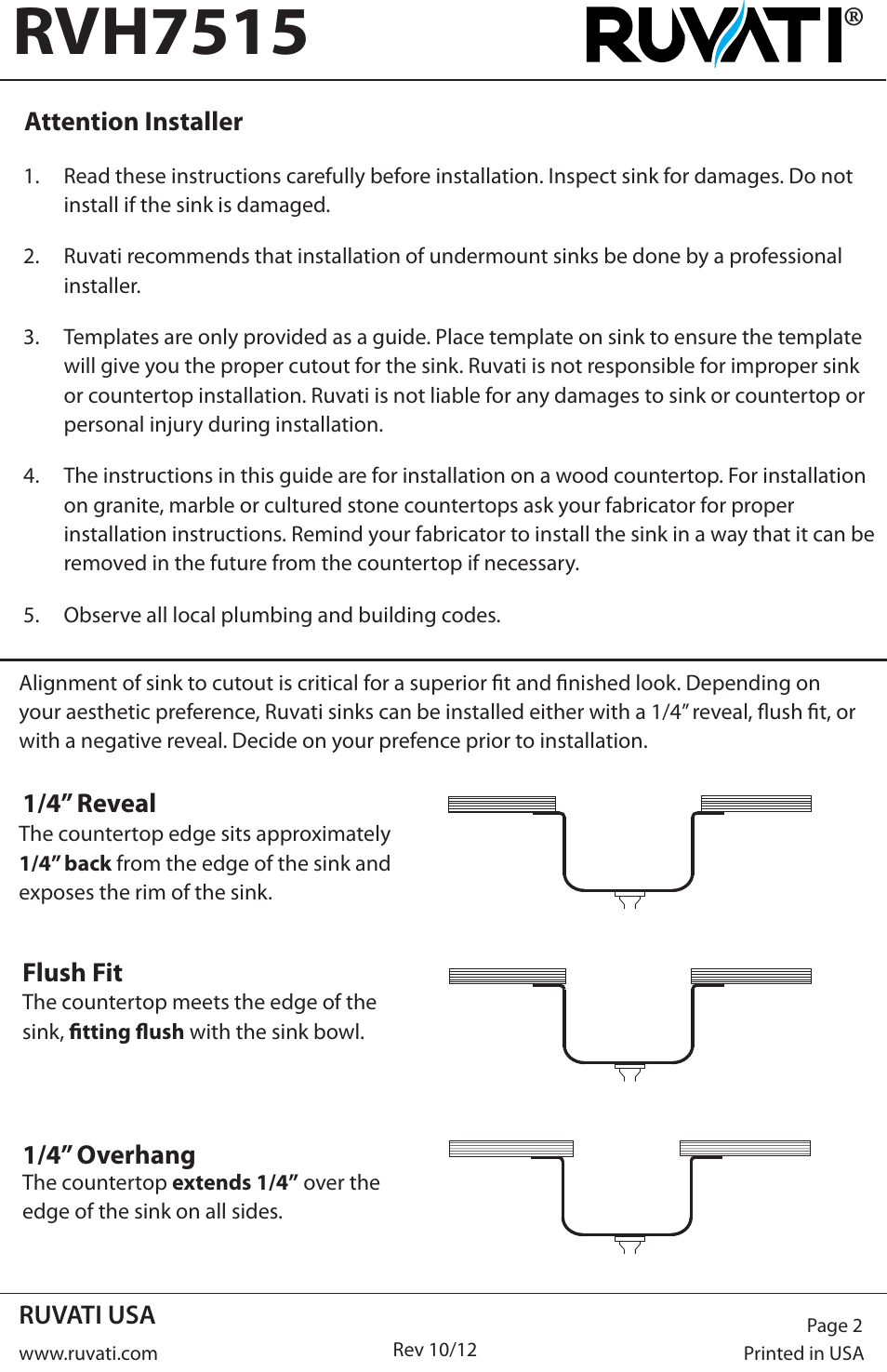 Rvh7515 | Ruvati RVH7515 User Manual | Page 2 / 4