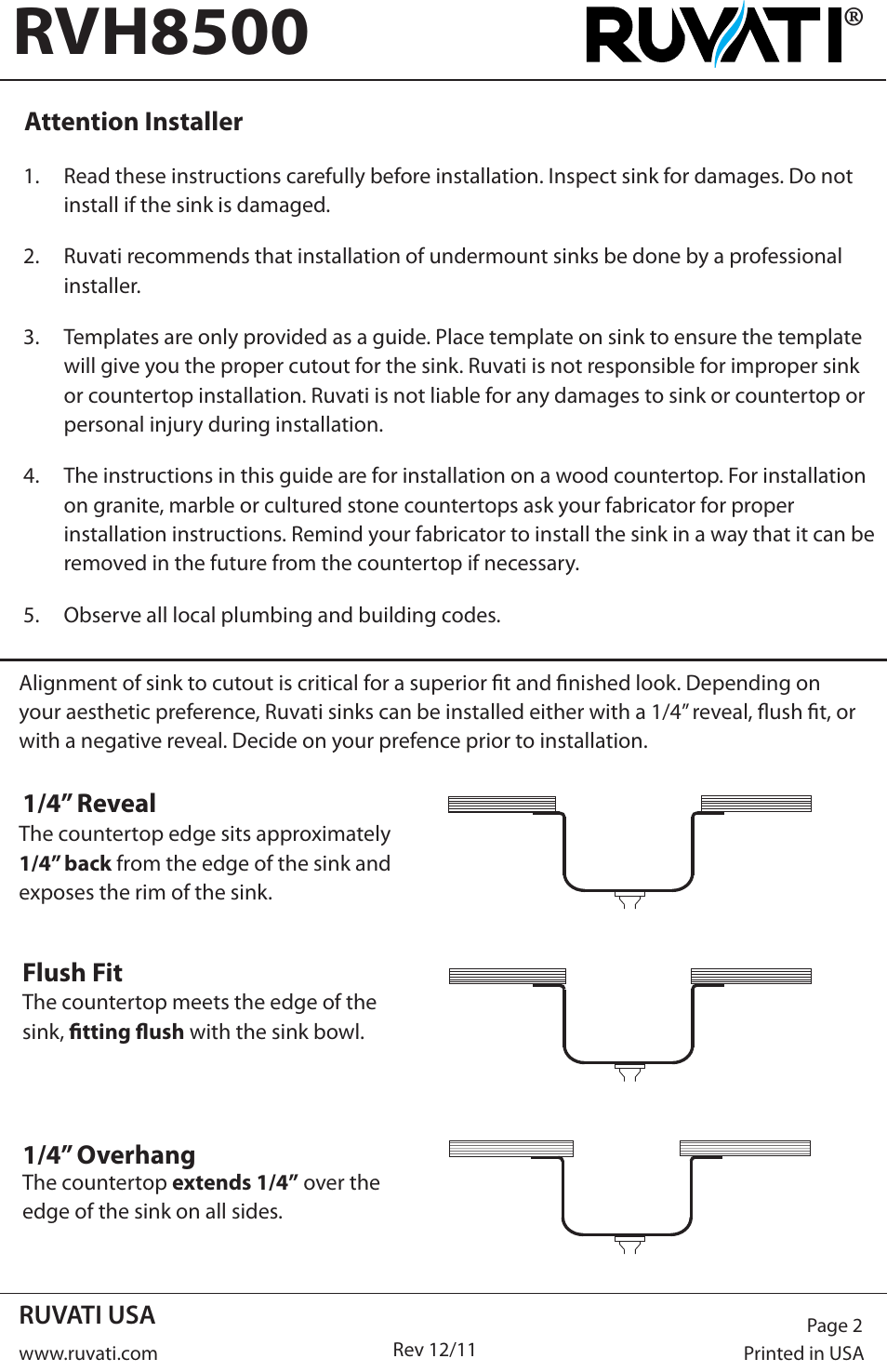 Rvh8500 | Ruvati RVH8500 User Manual | Page 2 / 4