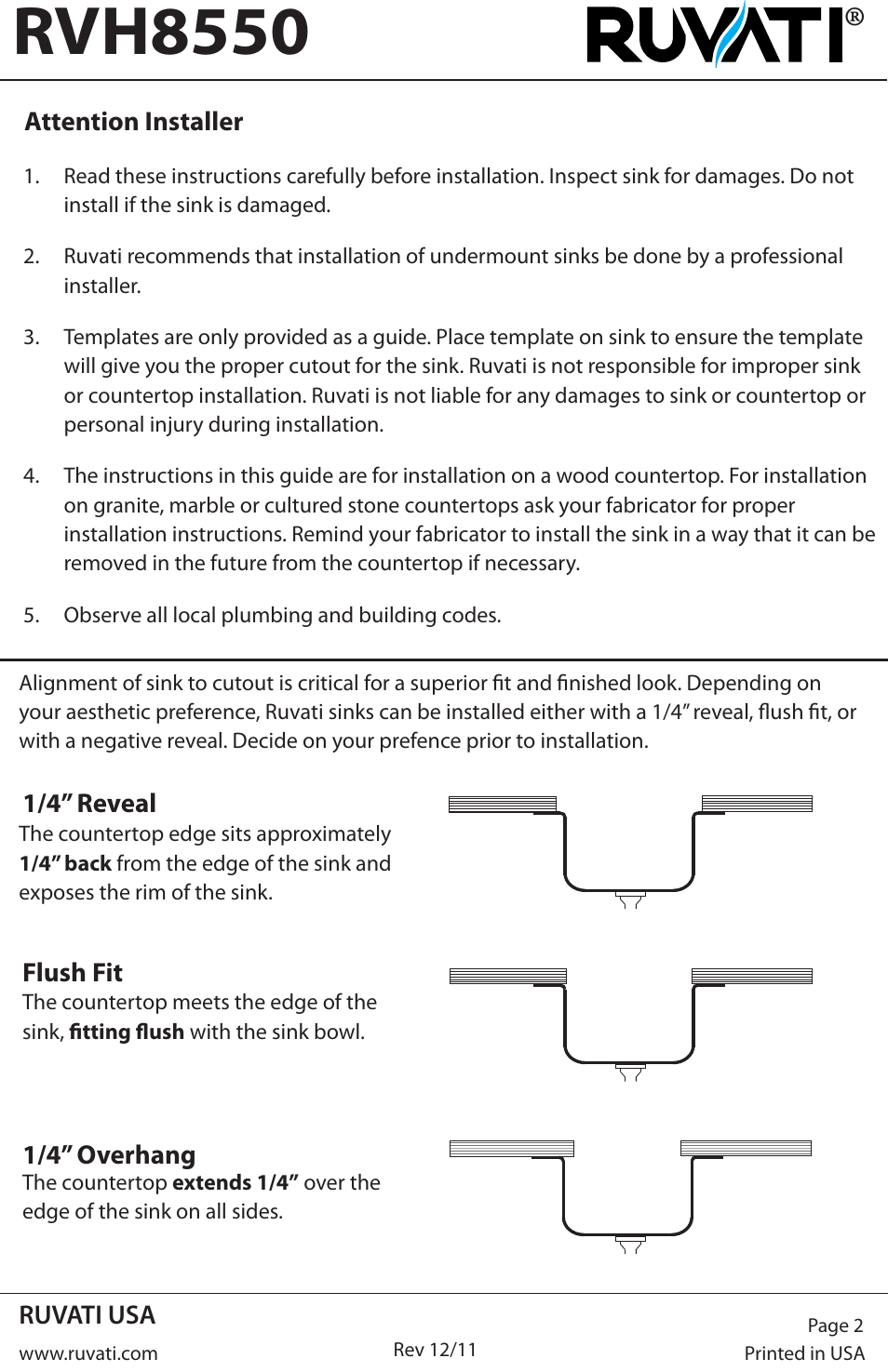 Rvh8550 | Ruvati RVH8550 User Manual | Page 2 / 4