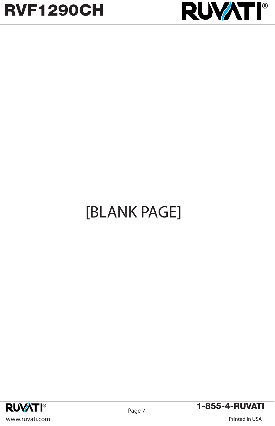 Blank page, Rvf1290ch | Ruvati RVF1290CH User Manual | Page 8 / 12