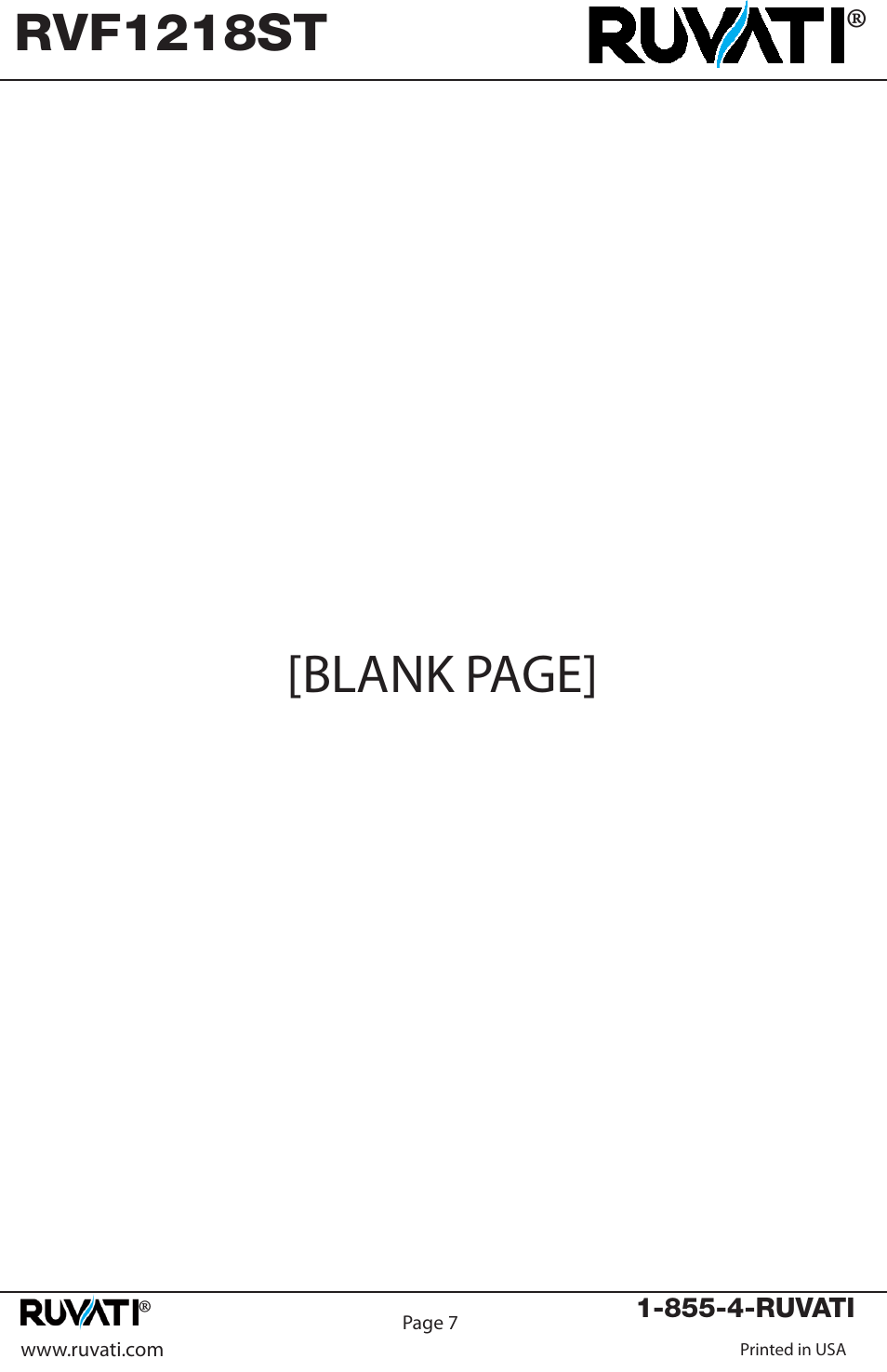 Blank page, Rvf1218st | Ruvati RVF1218ST User Manual | Page 8 / 12