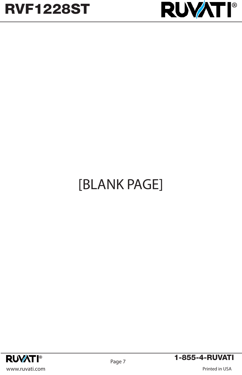 Blank page, Rvf1228st | Ruvati RVF1228ST User Manual | Page 8 / 12