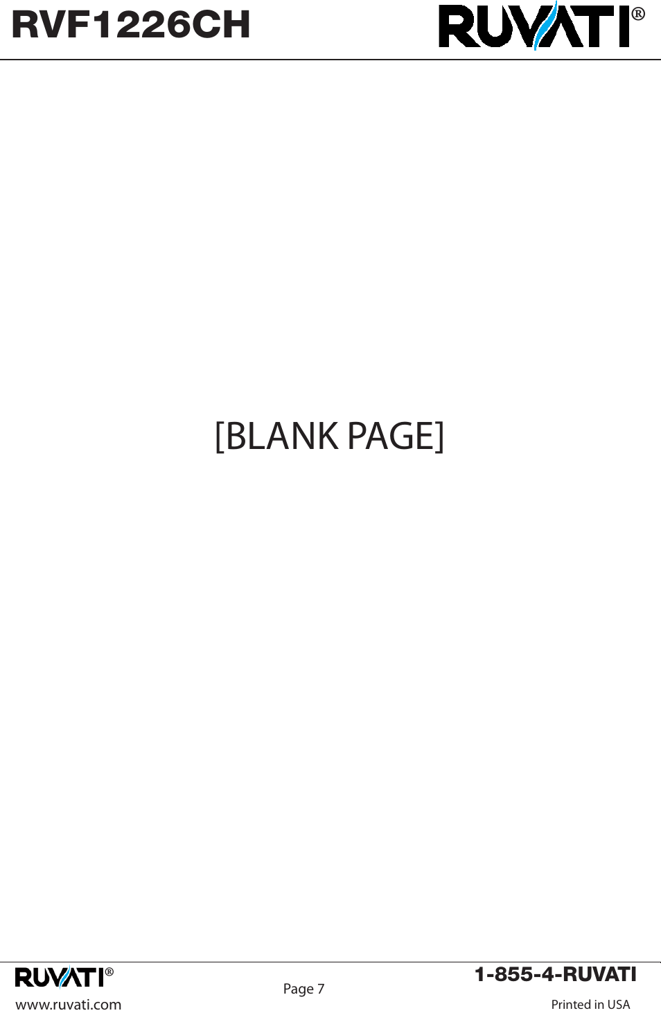 Blank page, Rvf1226ch | Ruvati RVF1226CH User Manual | Page 8 / 12