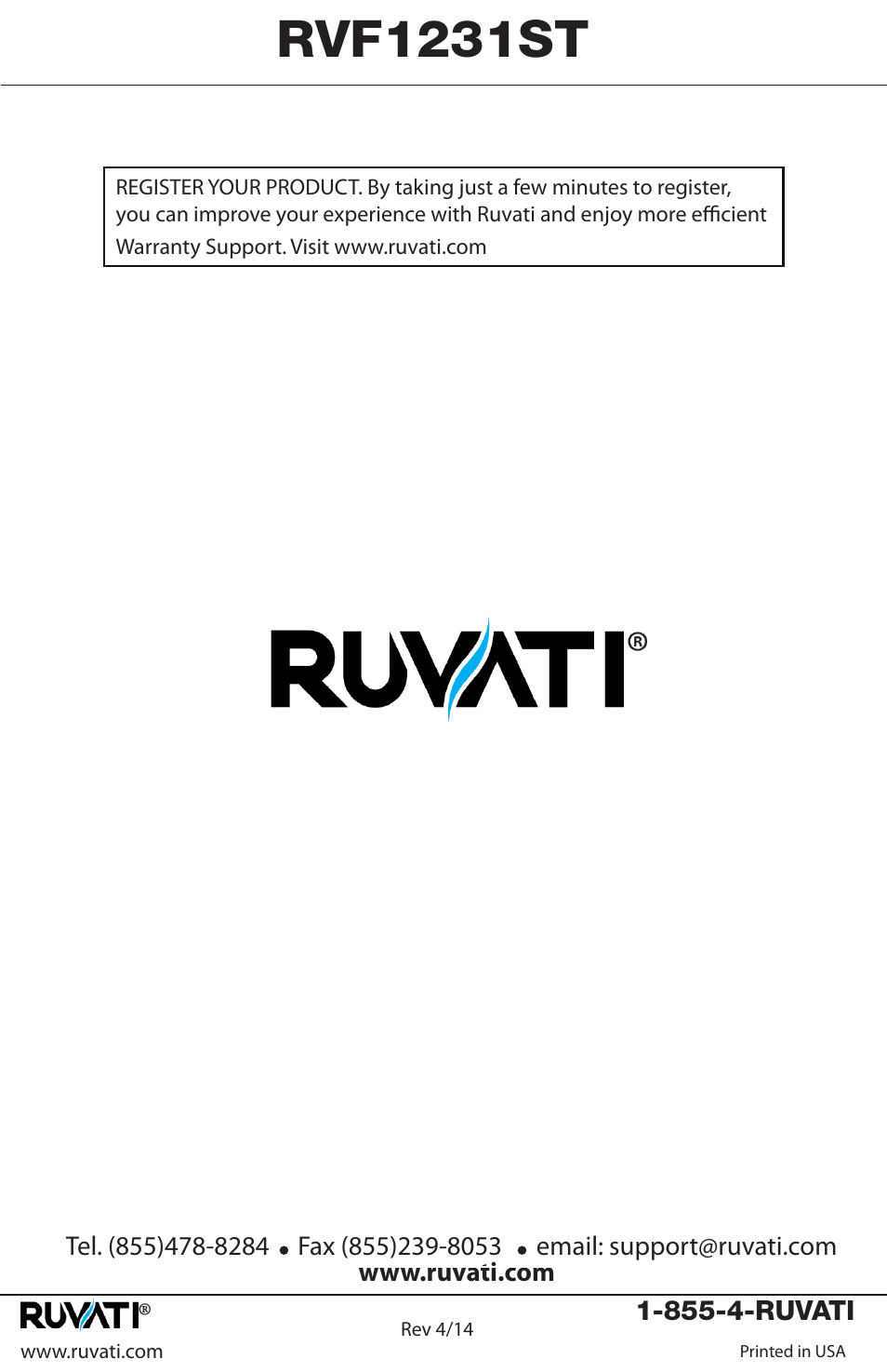 Rvf1231st | Ruvati RVF1231ST User Manual | Page 12 / 12