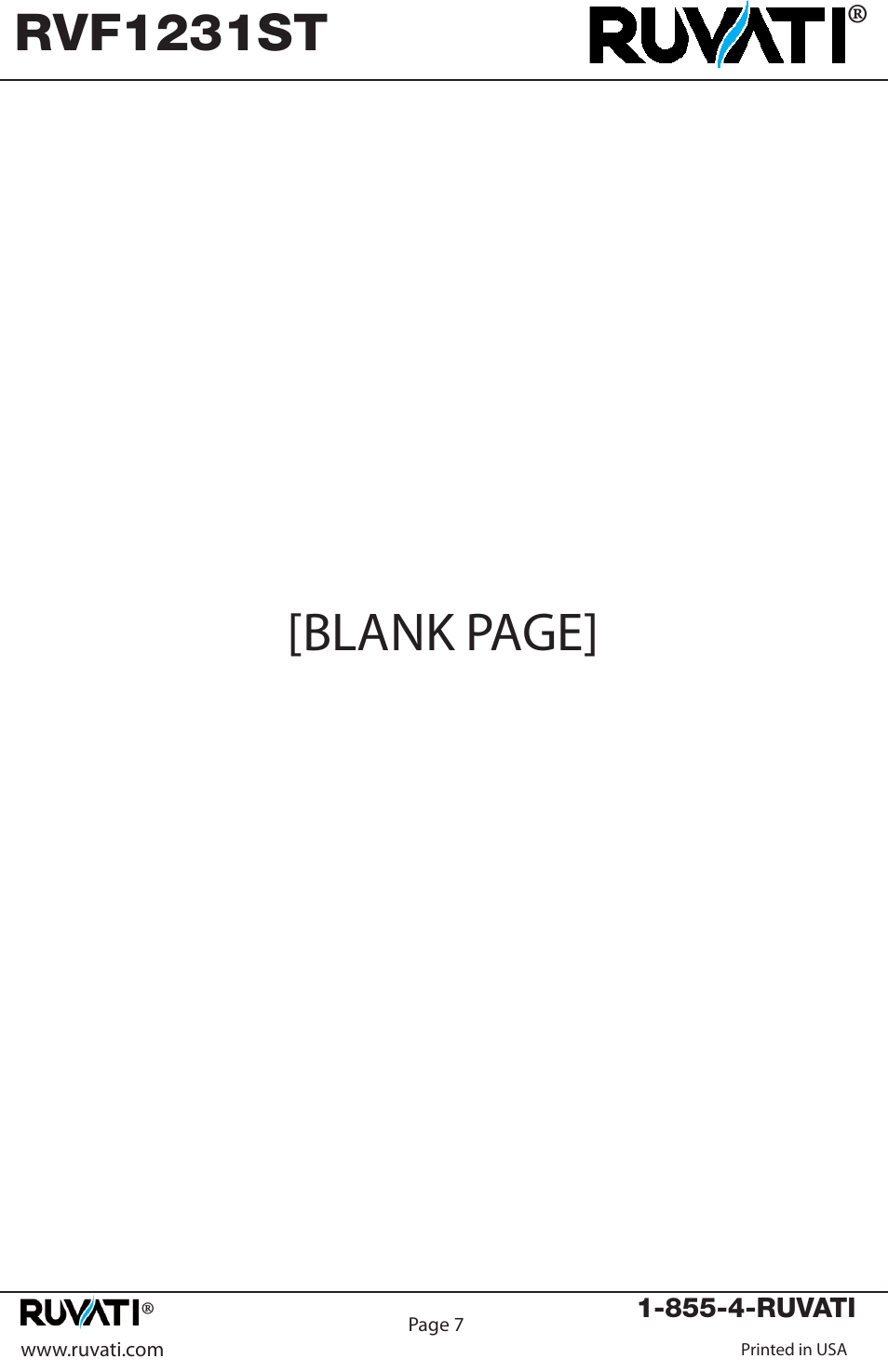 Blank page, Rvf1231st | Ruvati RVF1231ST User Manual | Page 8 / 12