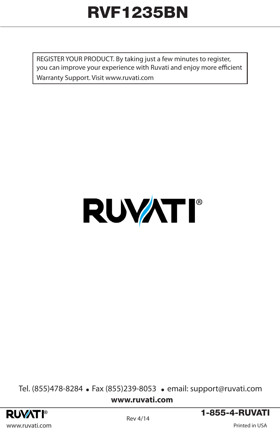Rvf1235bn | Ruvati RVF1235BN User Manual | Page 12 / 12