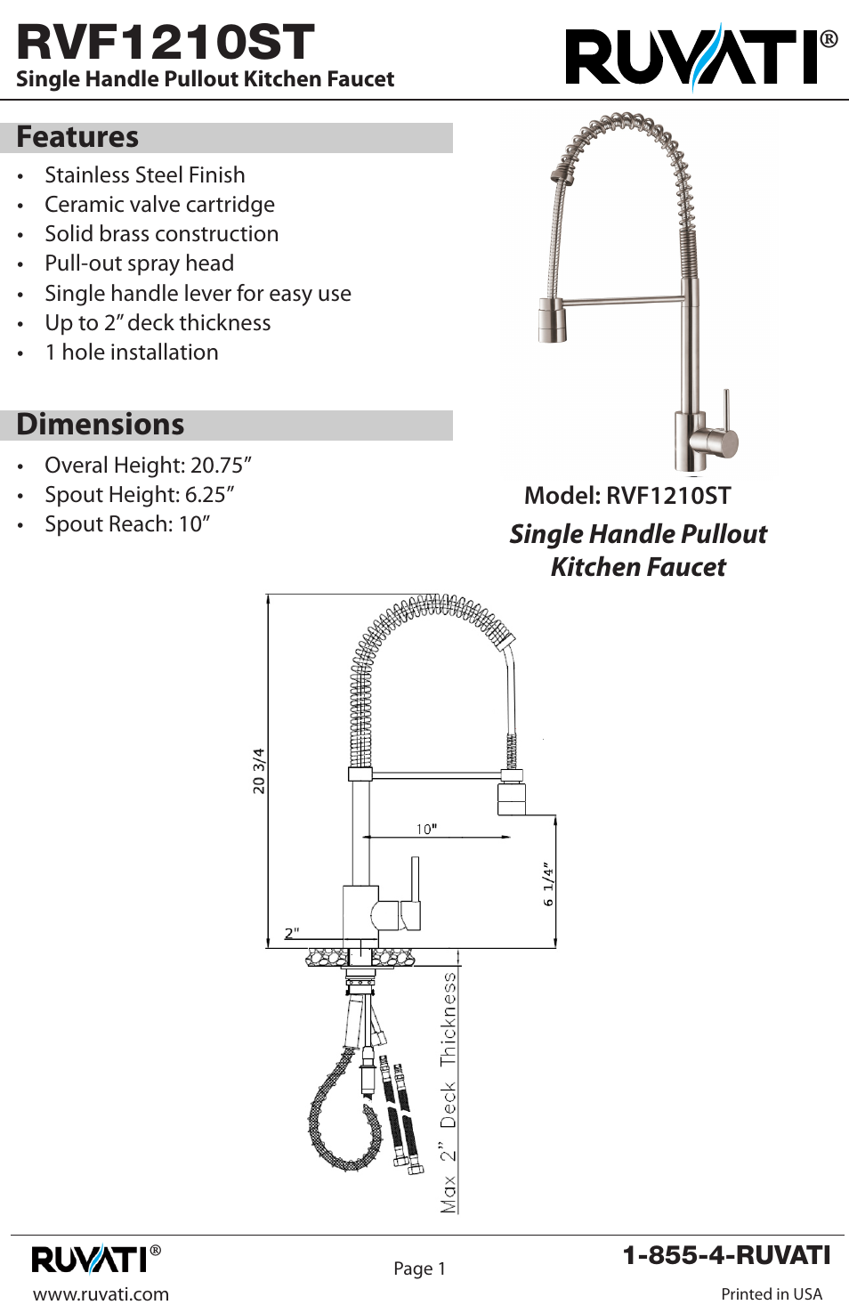 Ruvati RVF1210ST User Manual | 10 pages