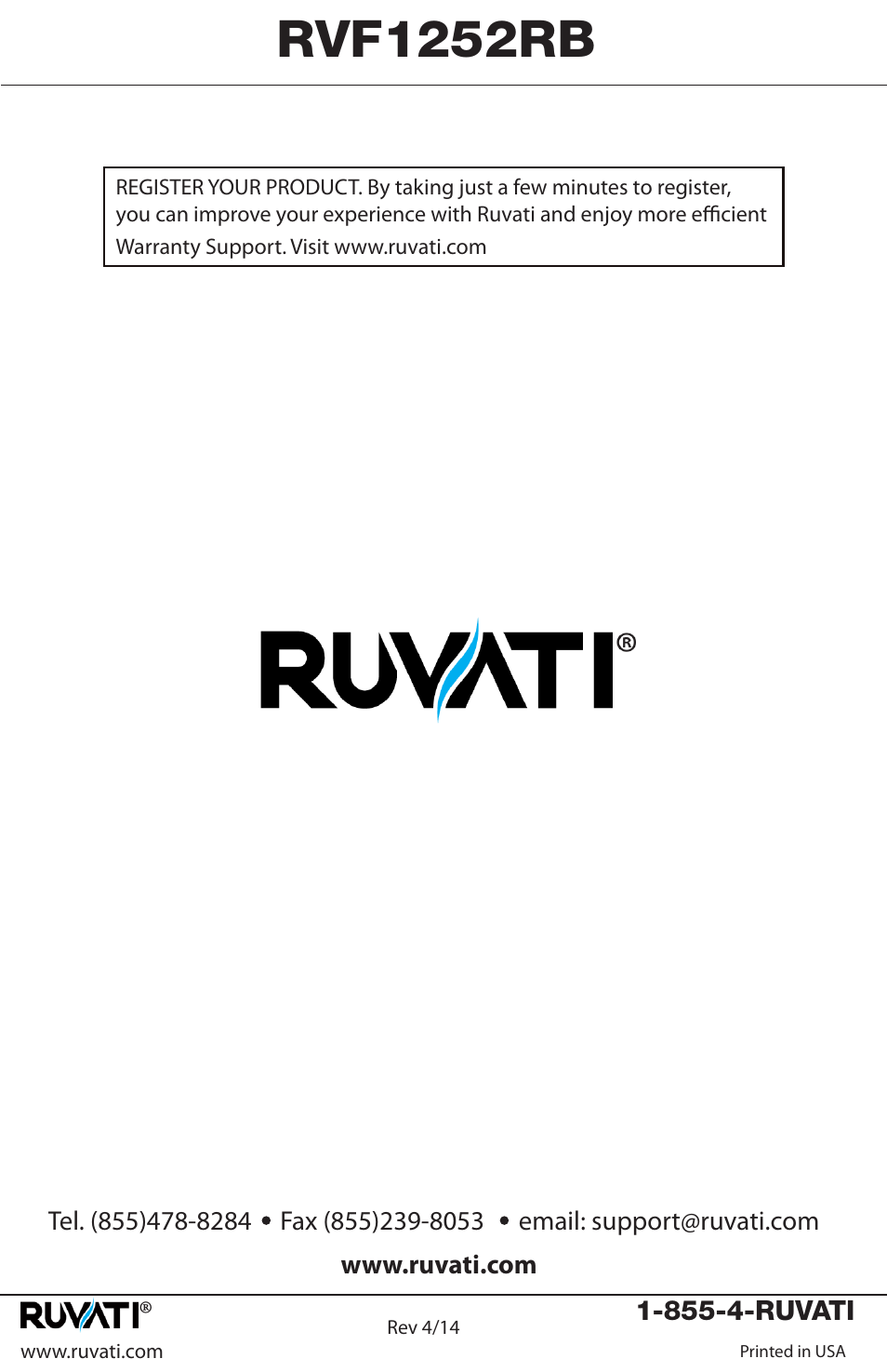 Rvf1252rb | Ruvati RVF1252RB User Manual | Page 12 / 12