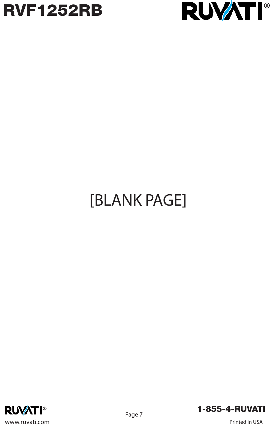 Blank page, Rvf1252rb | Ruvati RVF1252RB User Manual | Page 8 / 12