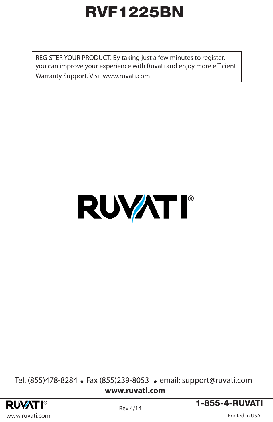 Rvf1225bn | Ruvati RVF1225BN User Manual | Page 12 / 12