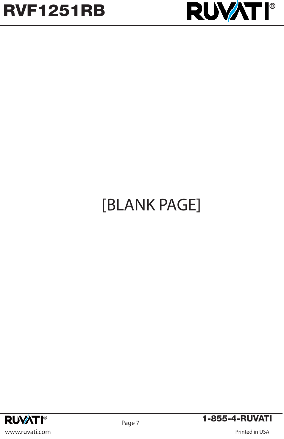 Blank page, Rvf1251rb | Ruvati RVF1251RB User Manual | Page 8 / 12