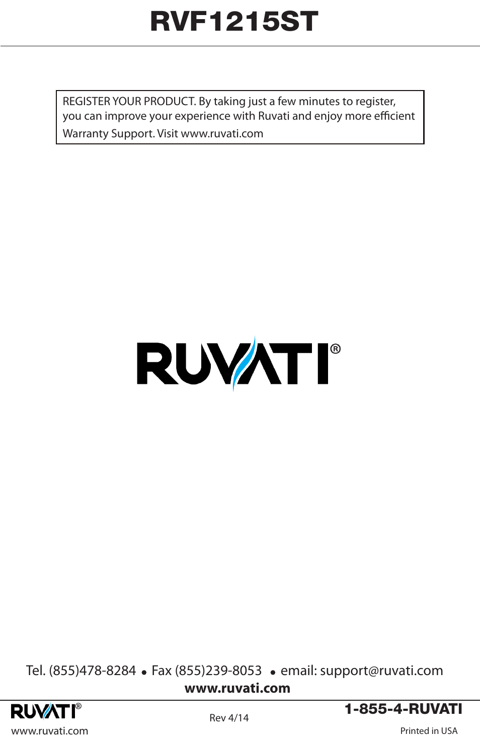 Rvf1215st | Ruvati RVF1215ST User Manual | Page 12 / 12