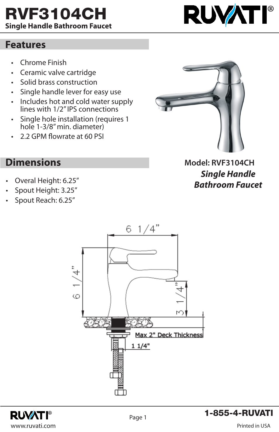 Ruvati RVF3104CH User Manual | 8 pages