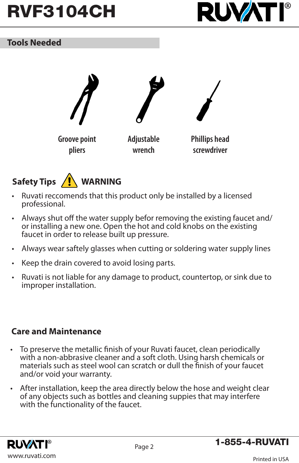 Rvf3104ch | Ruvati RVF3104CH User Manual | Page 2 / 8