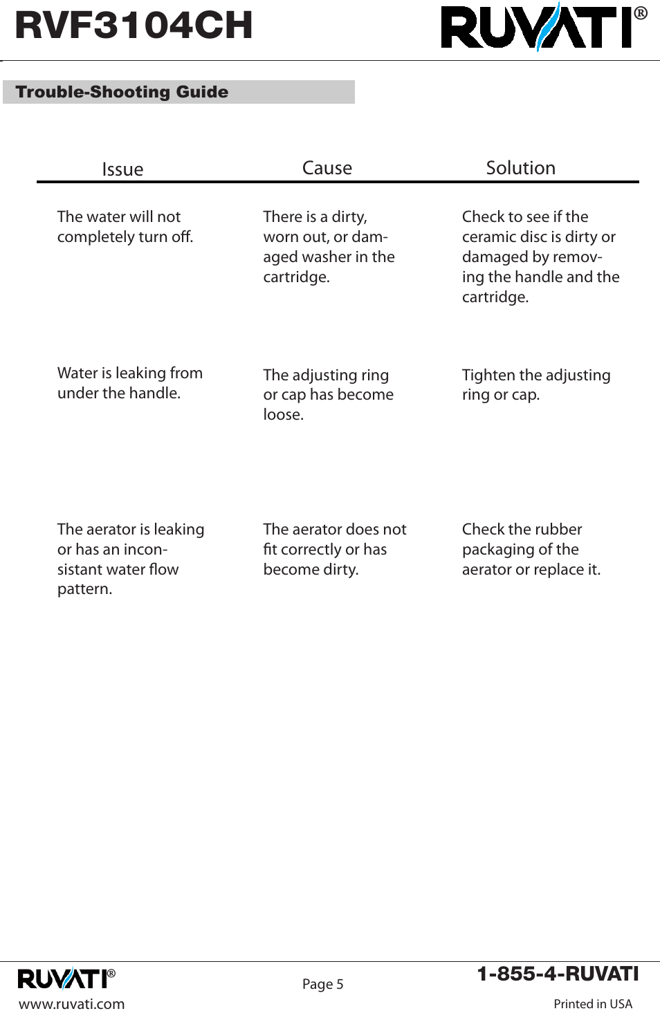 Rvf3104ch | Ruvati RVF3104CH User Manual | Page 5 / 8
