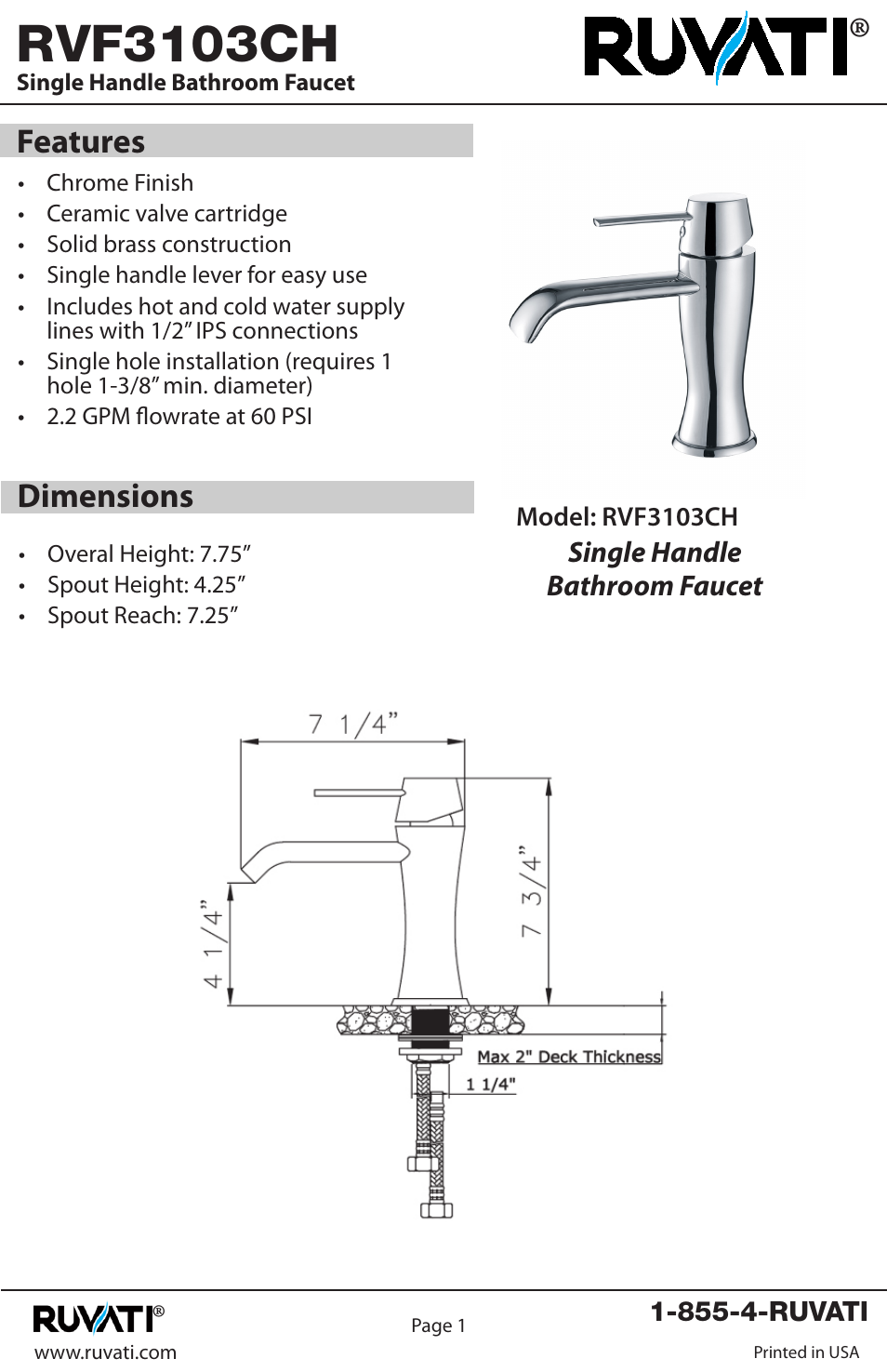 Ruvati RVF3103CH User Manual | 8 pages