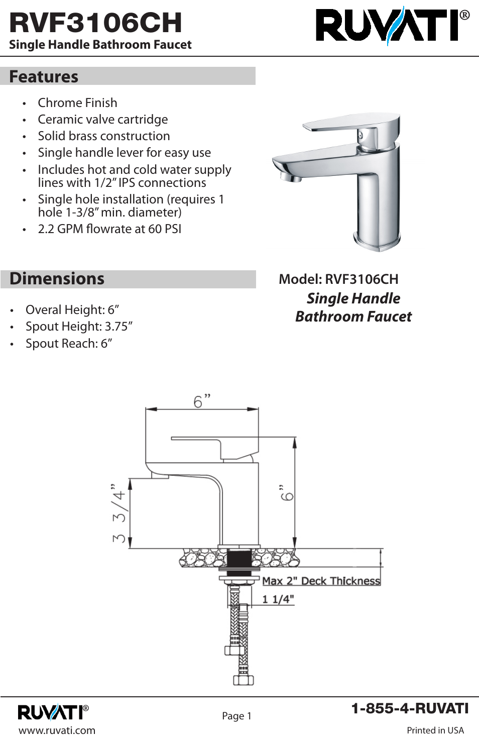 Ruvati RVF3106CH User Manual | 8 pages