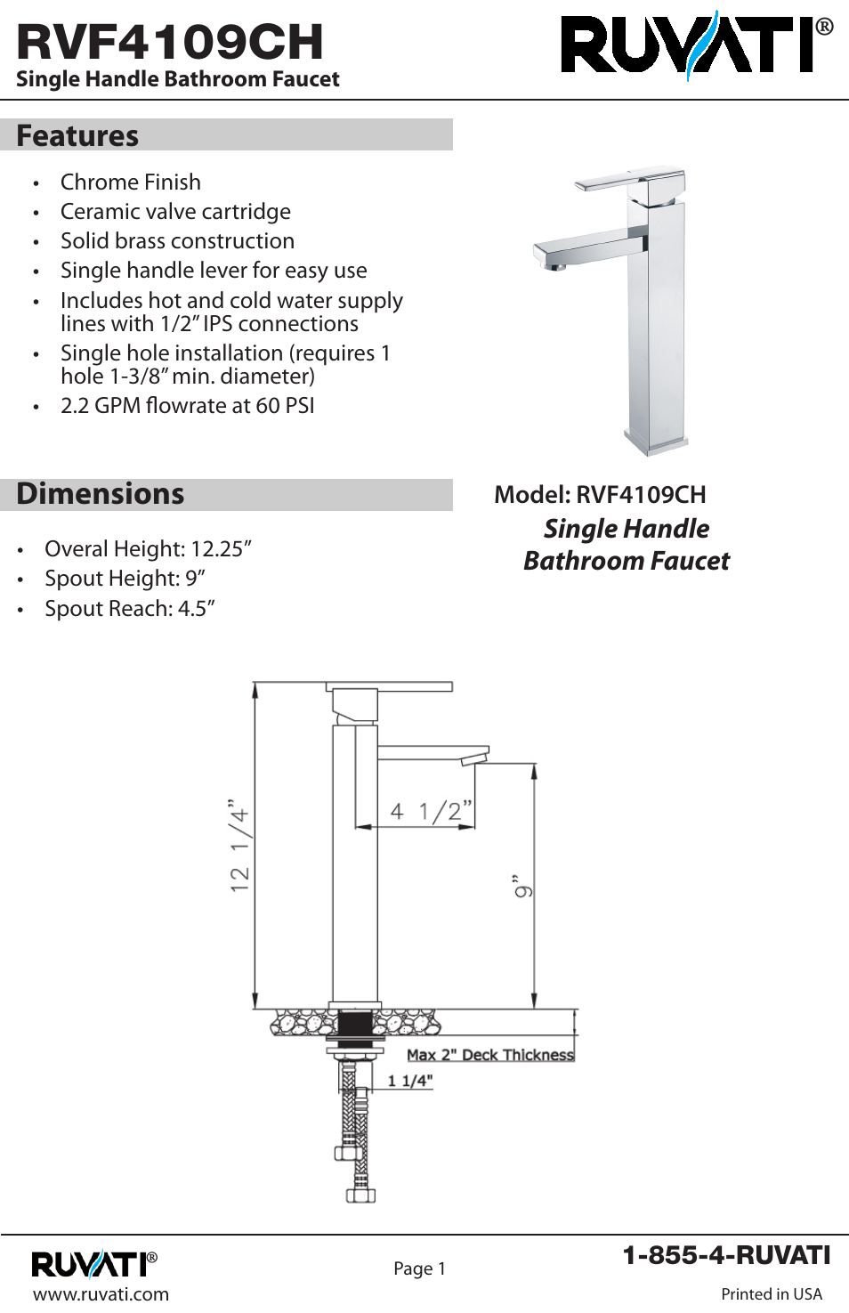 Ruvati RVF4109CH User Manual | 8 pages