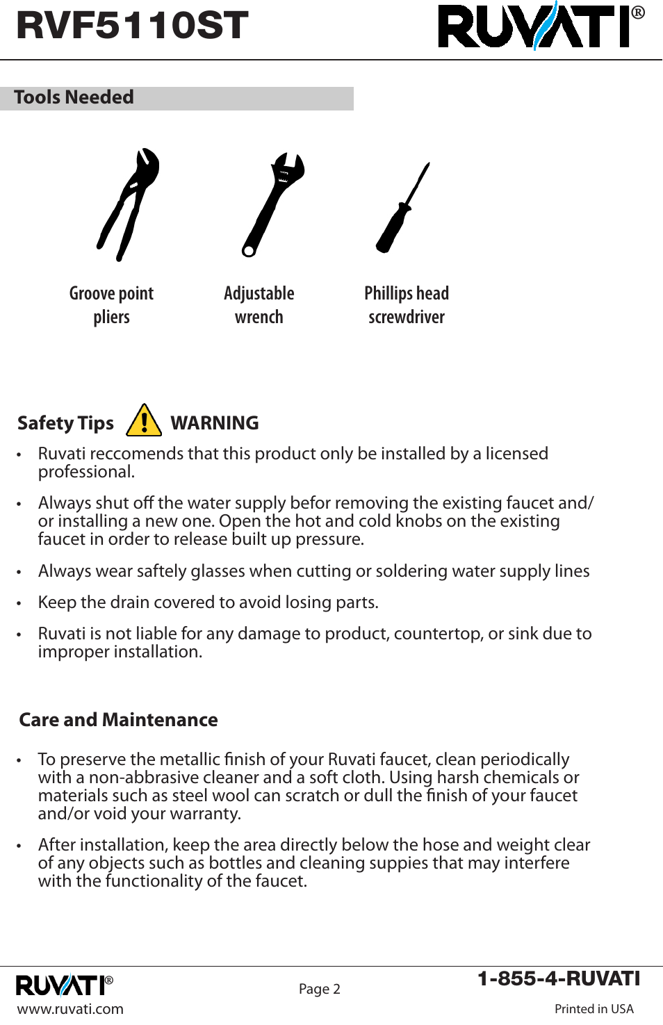 Rvf5110st | Ruvati RVF5110ST User Manual | Page 3 / 12