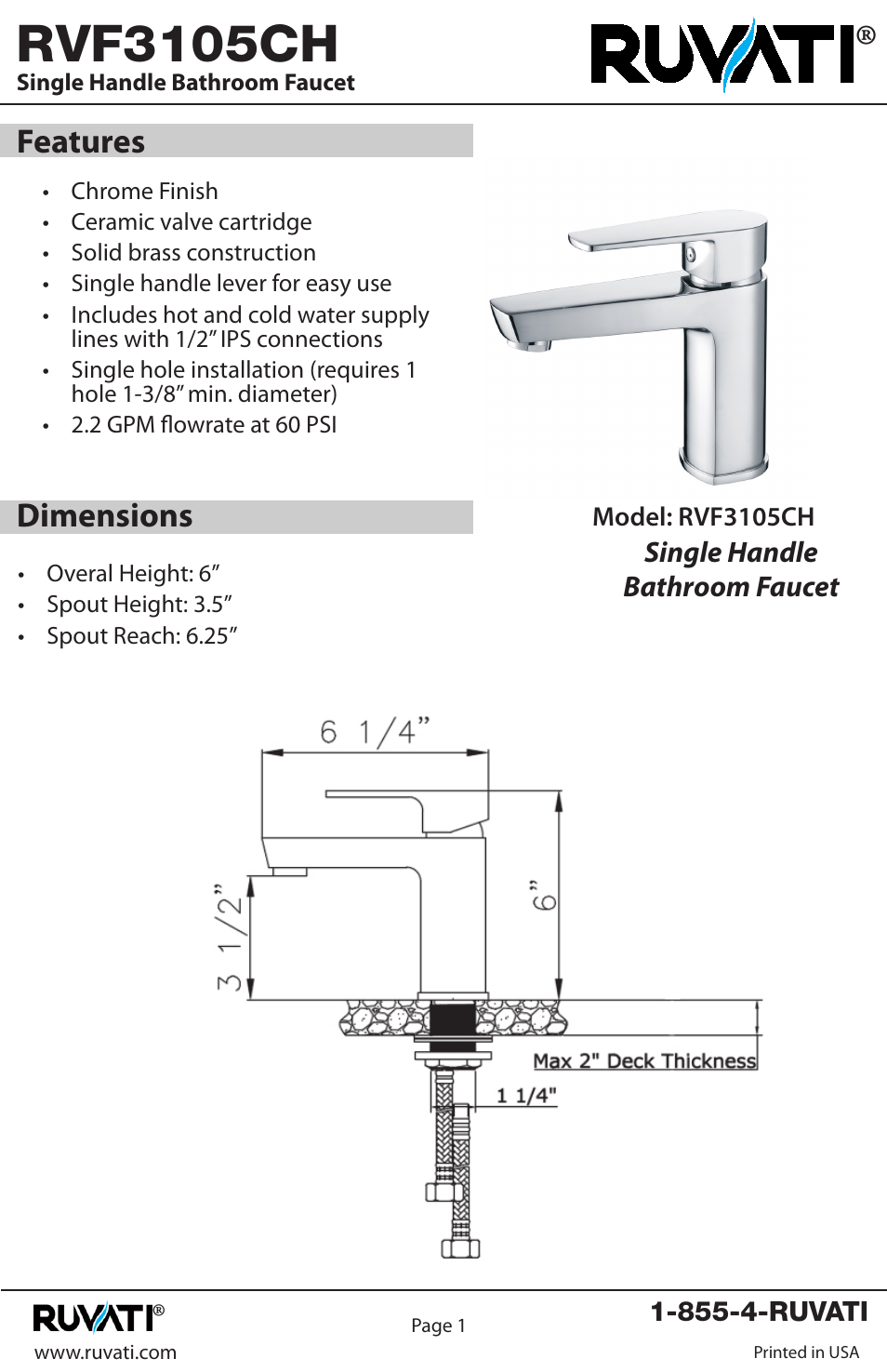 Ruvati RVF3105CH User Manual | 8 pages