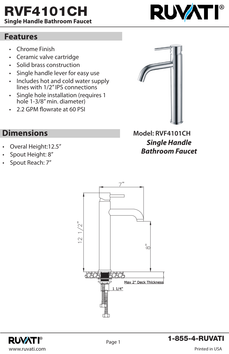 Ruvati RVF4101CH User Manual | 8 pages