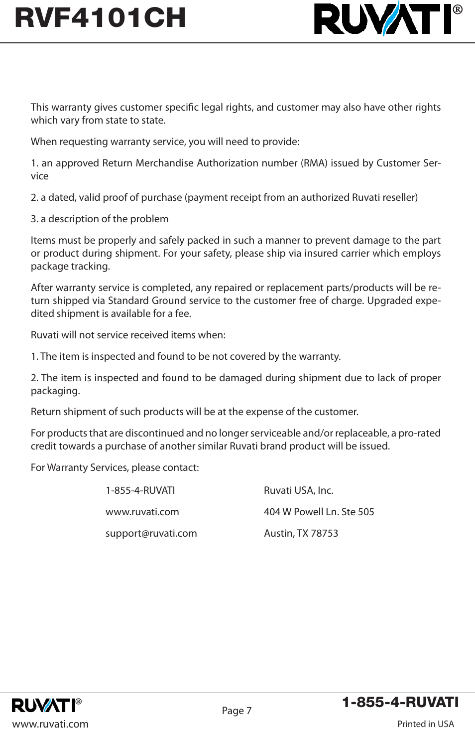 Rvf4101ch | Ruvati RVF4101CH User Manual | Page 7 / 8