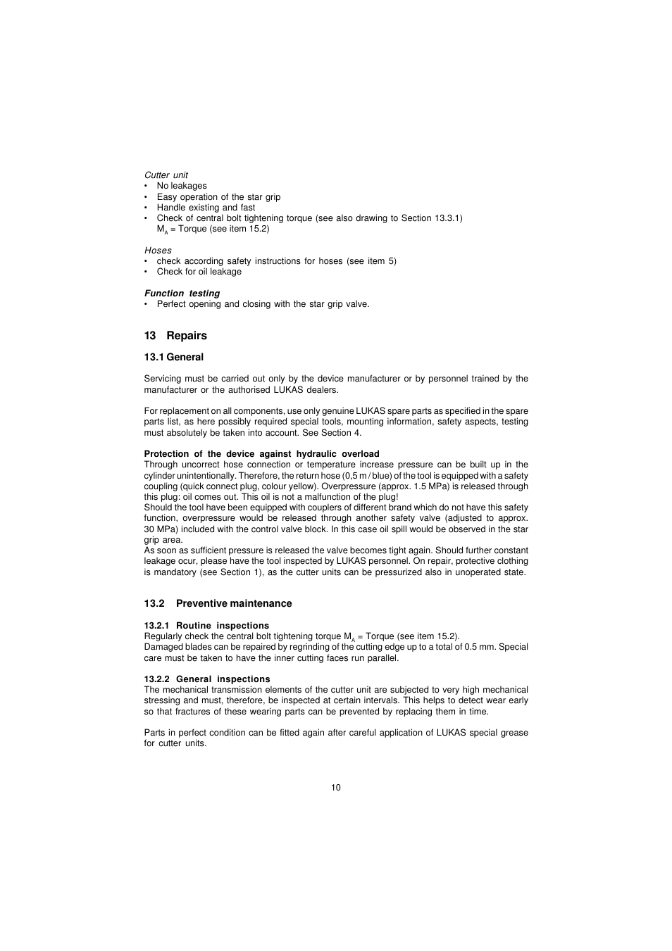 13 repairs | Lukas LS Series Cutter User Manual | Page 10 / 15