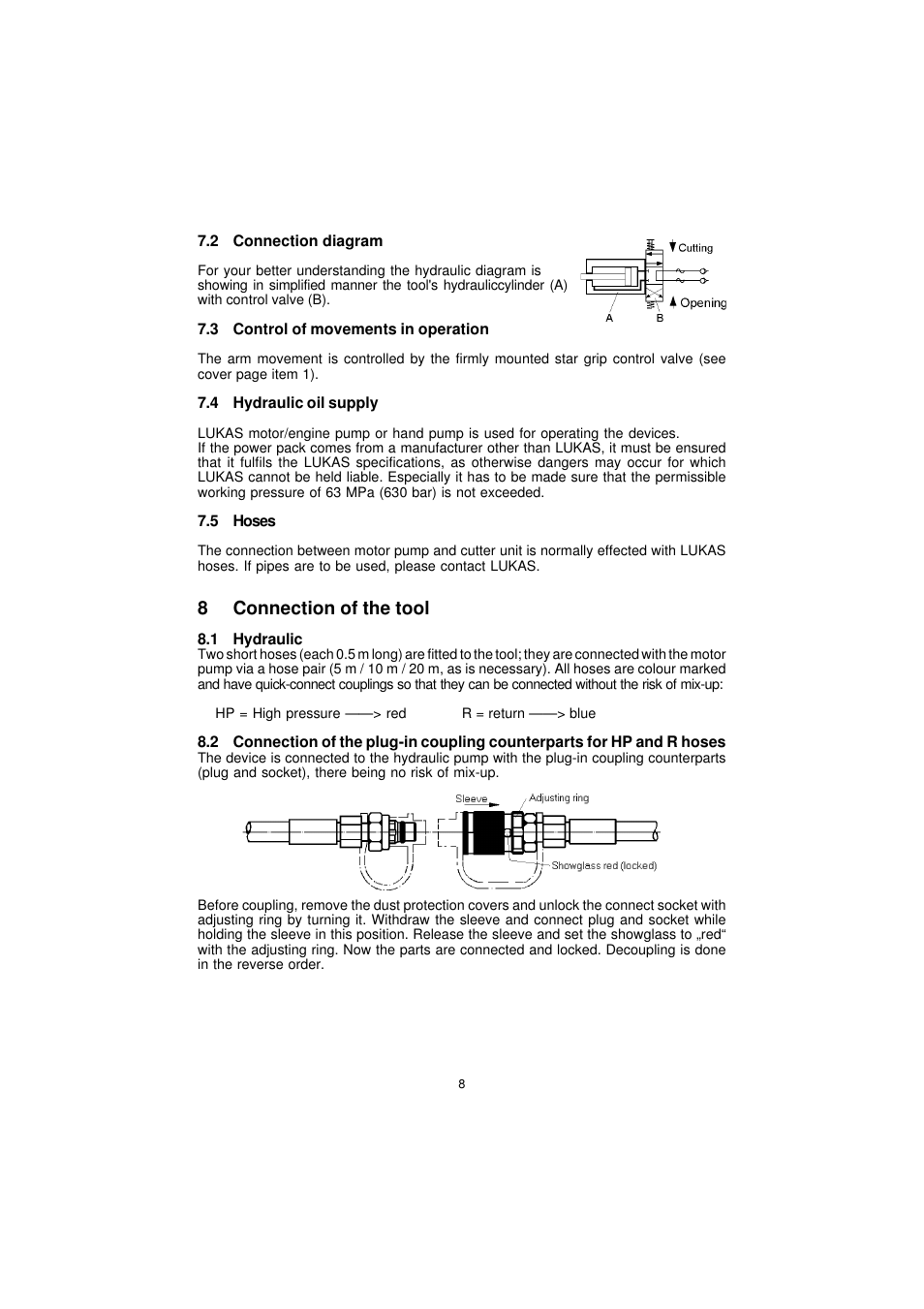 8connection of the tool | Lukas LS530EN User Manual | Page 8 / 16