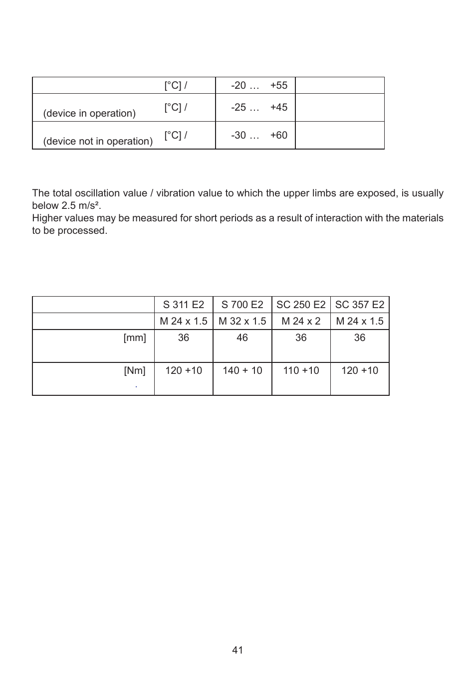 6 operating and storage temperature ranges, 7 oscillation / vibration | Lukas SC 357 E2 User Manual | Page 41 / 48
