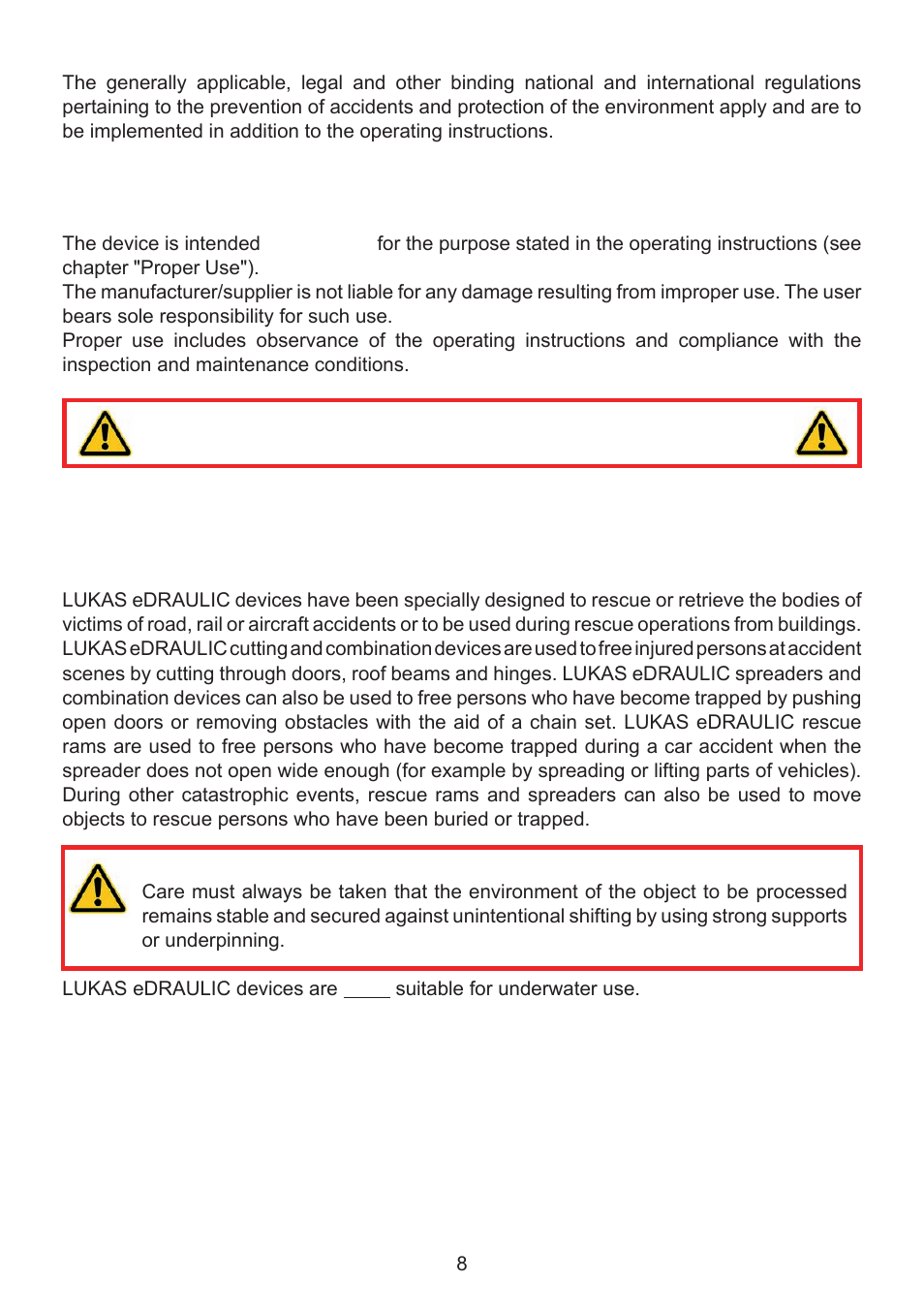 Proper use | Lukas SC 357 E2 User Manual | Page 8 / 48
