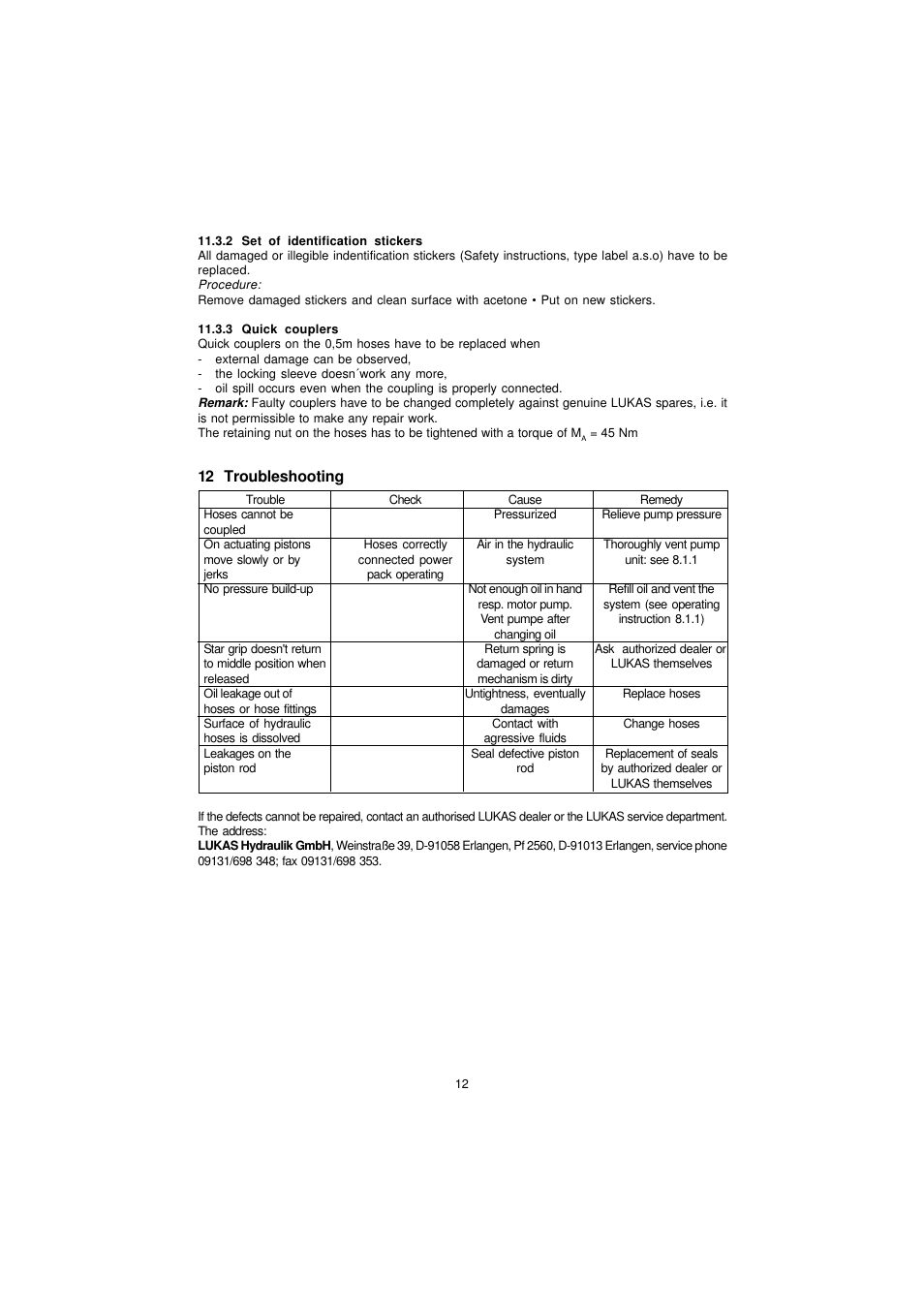 12 troubleshooting | Lukas LZR 12-700 EN User Manual | Page 12 / 14