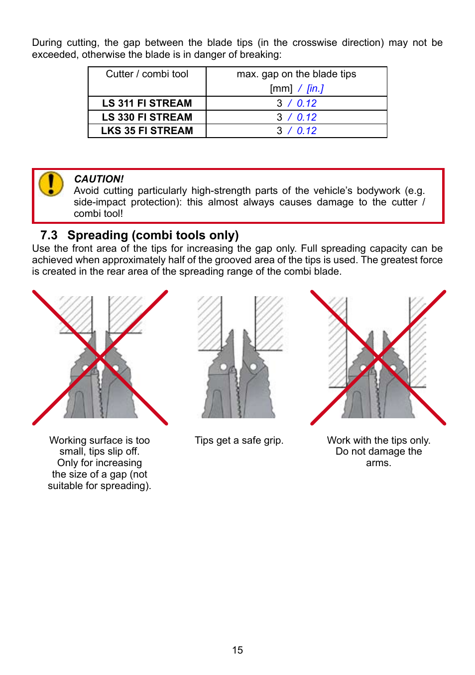 3 spreading (combi tools only) | Lukas LS 330 Fi User Manual | Page 15 / 32