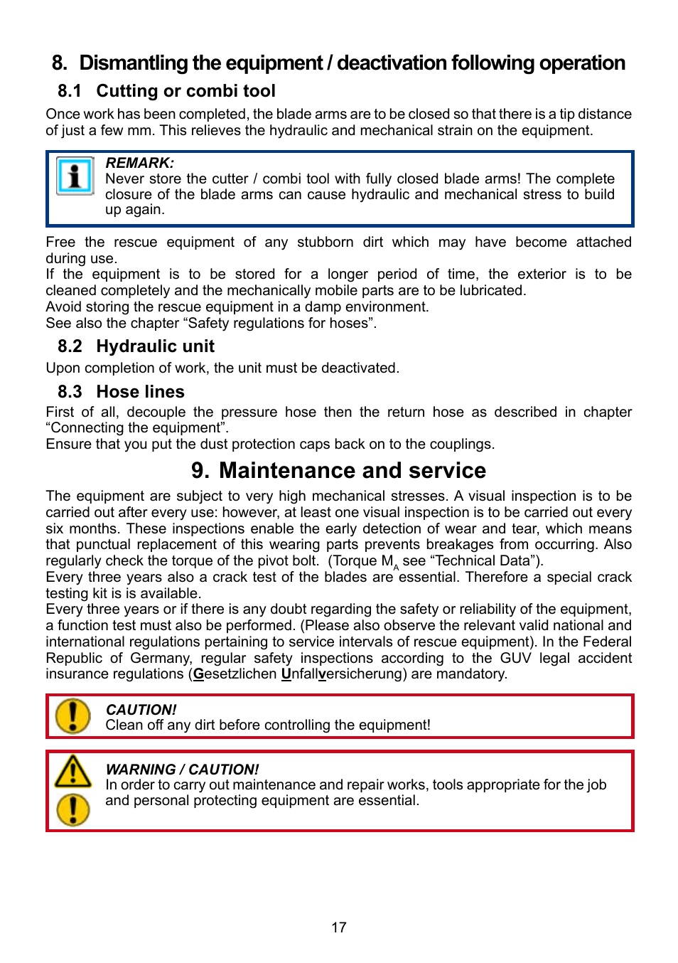 Maintenance and service 9 | Lukas LS 330 Fi User Manual | Page 17 / 32