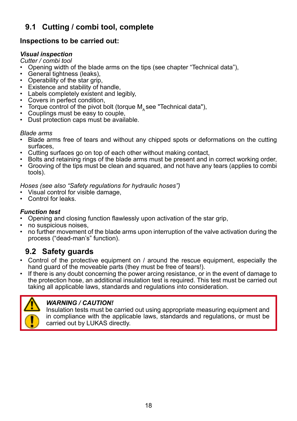 1 cutting / combi tool, complete 9.2 safety guards | Lukas LS 330 Fi User Manual | Page 18 / 32