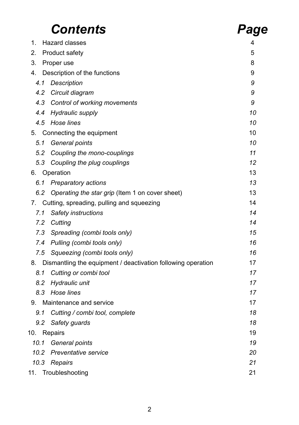 Contents page | Lukas LS 330 Fi User Manual | Page 2 / 32
