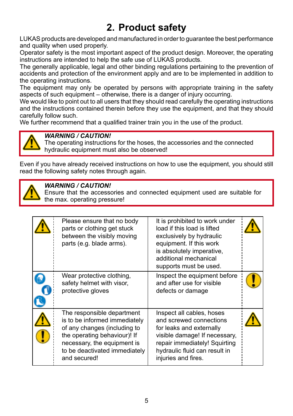 Product safety 2 | Lukas LS 330 Fi User Manual | Page 5 / 32