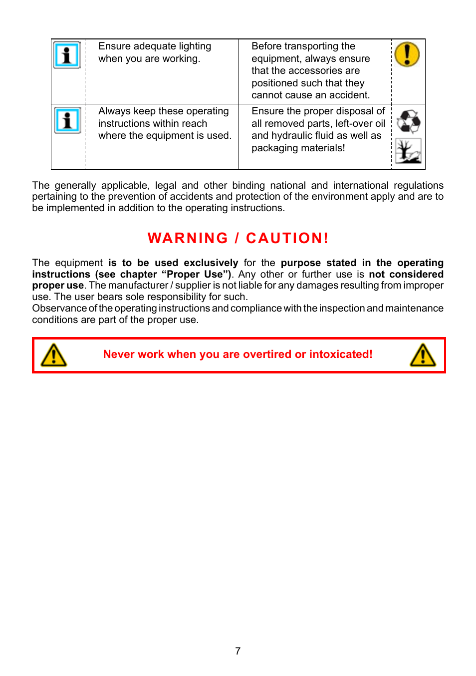 Warning / caution | Lukas LS 330 Fi User Manual | Page 7 / 32