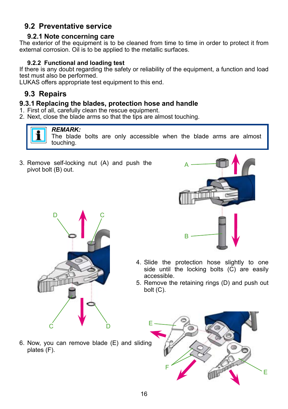 2 preventative service, 3 repairs | Lukas LKS 31 User Manual | Page 16 / 24