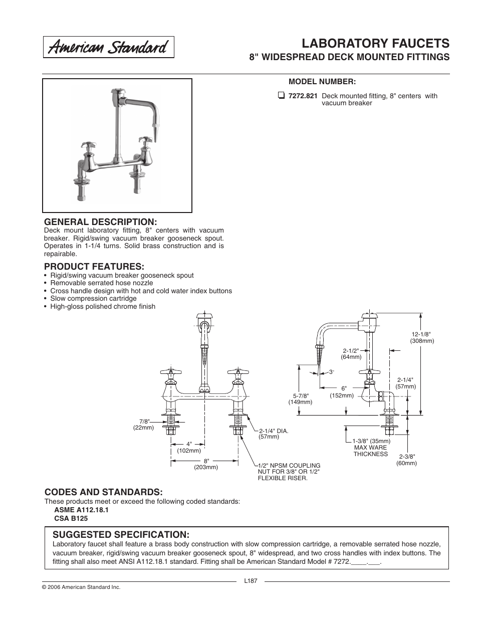 American Standard 7272.821 User Manual | 1 page