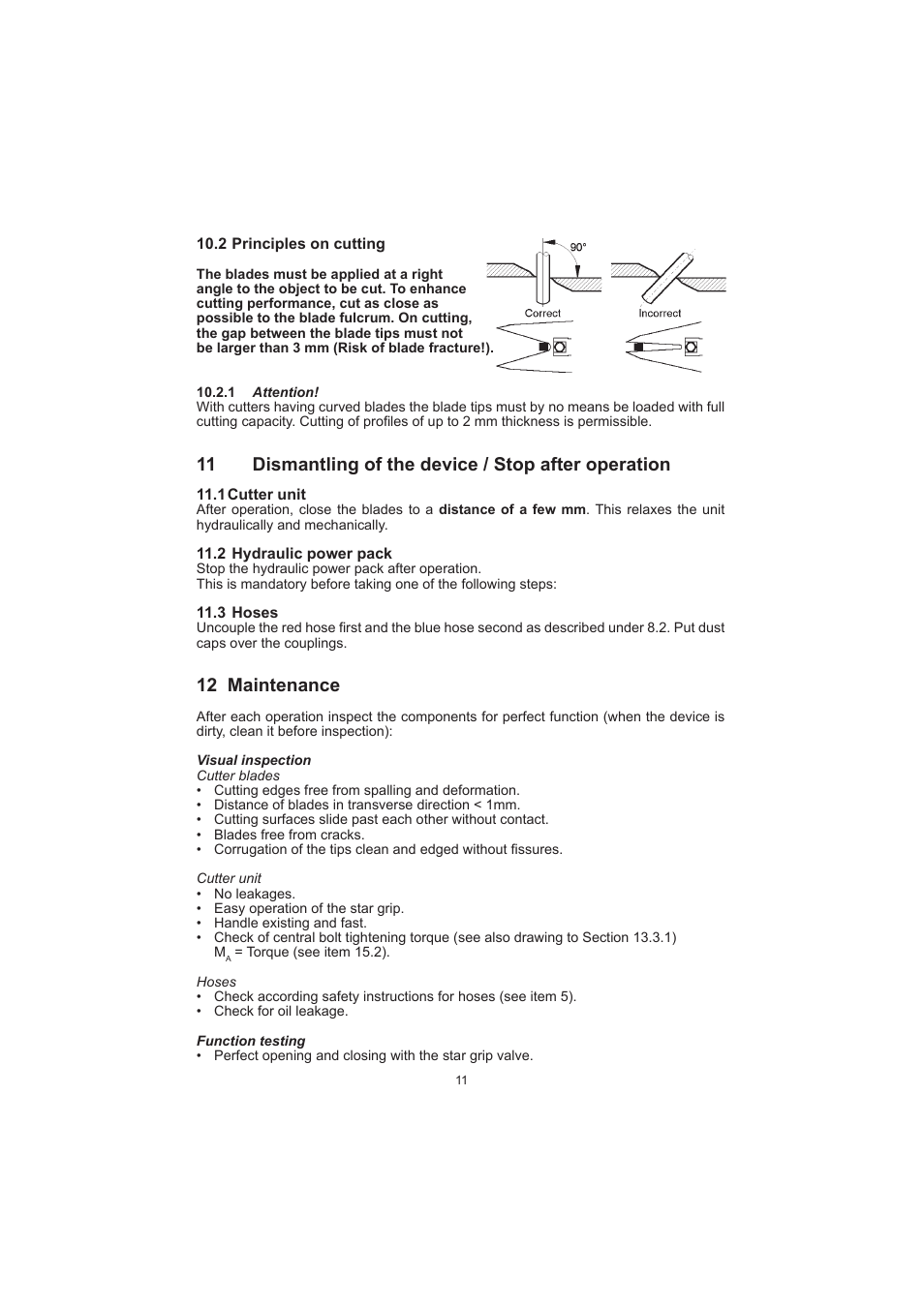 12 maintenance | Lukas LSI Series Cutter User Manual | Page 11 / 20
