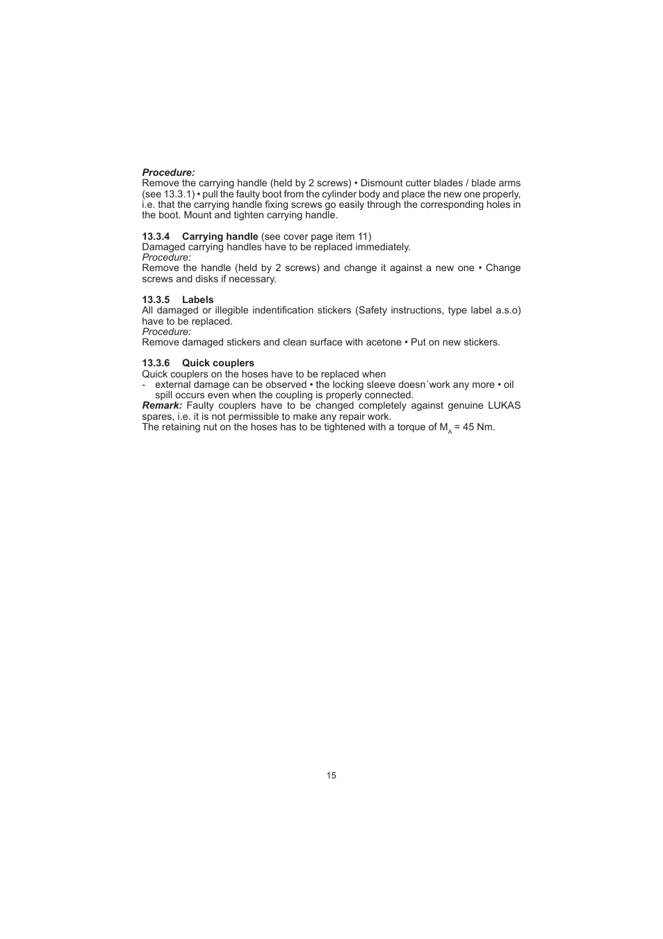 Lukas LSI Series Cutter User Manual | Page 15 / 20