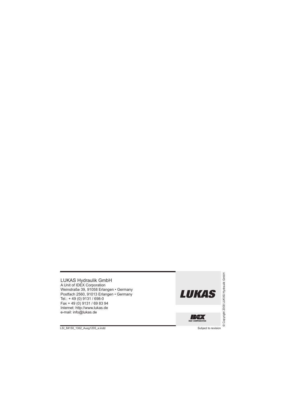 Lukas hydraulik gmbh | Lukas LSI Series Cutter User Manual | Page 20 / 20