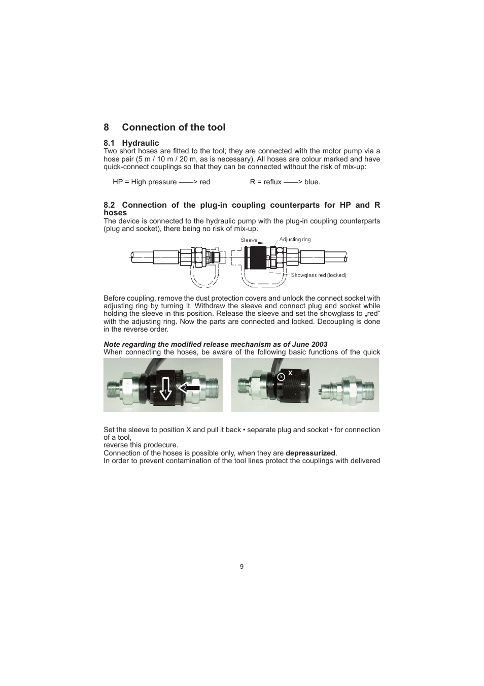 8 connection of the tool | Lukas LSI Series Cutter User Manual | Page 9 / 20