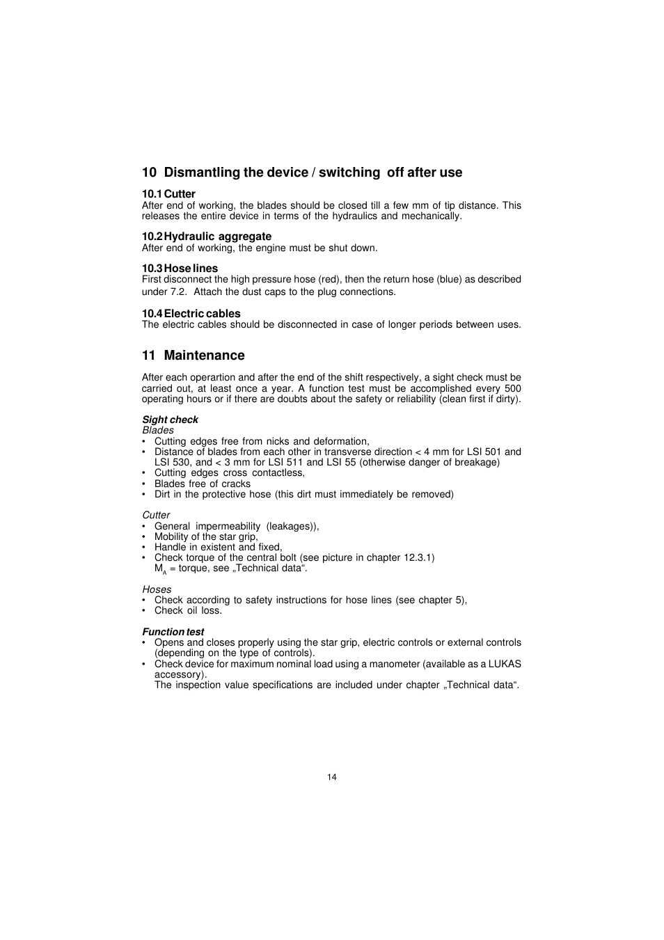 11 maintenance | Lukas LSI 55 User Manual | Page 14 / 23