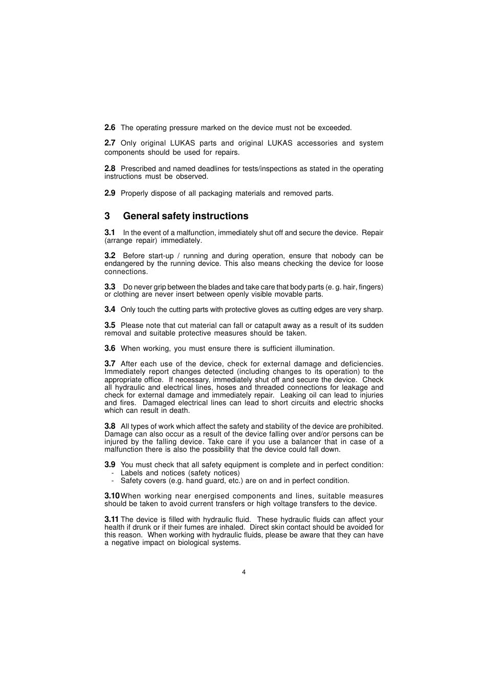 3general safety instructions | Lukas LSI 55 User Manual | Page 4 / 23